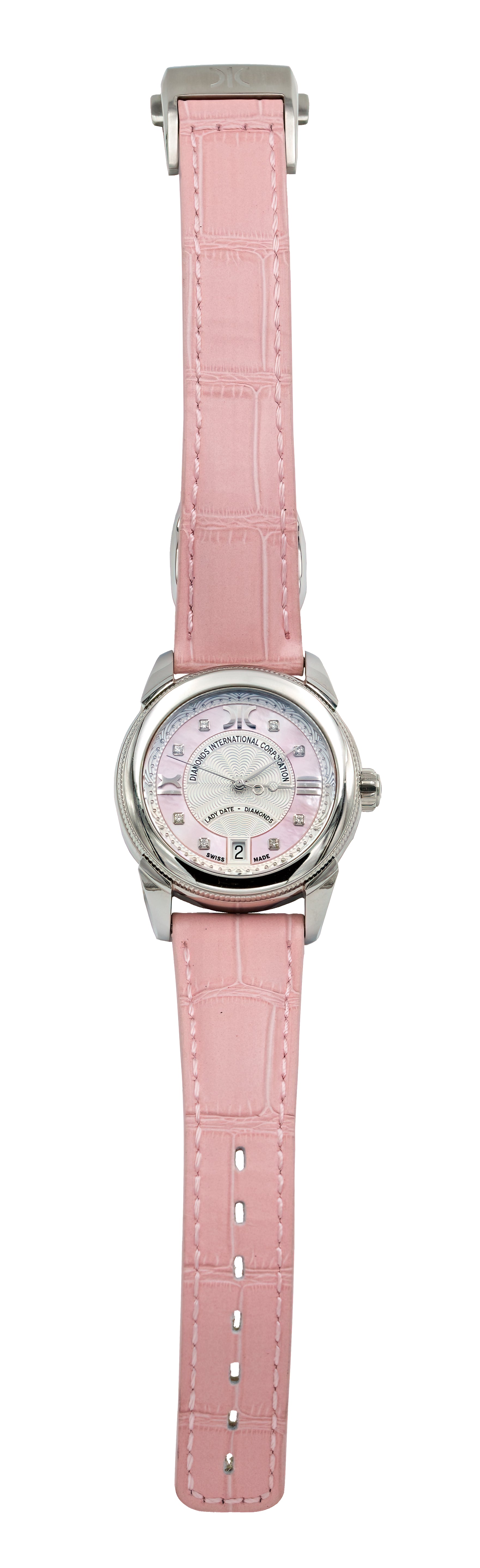 Watch A9267-A-AS-Pink-Leather Womens watch with movement Quartz Eta with 8 briliants