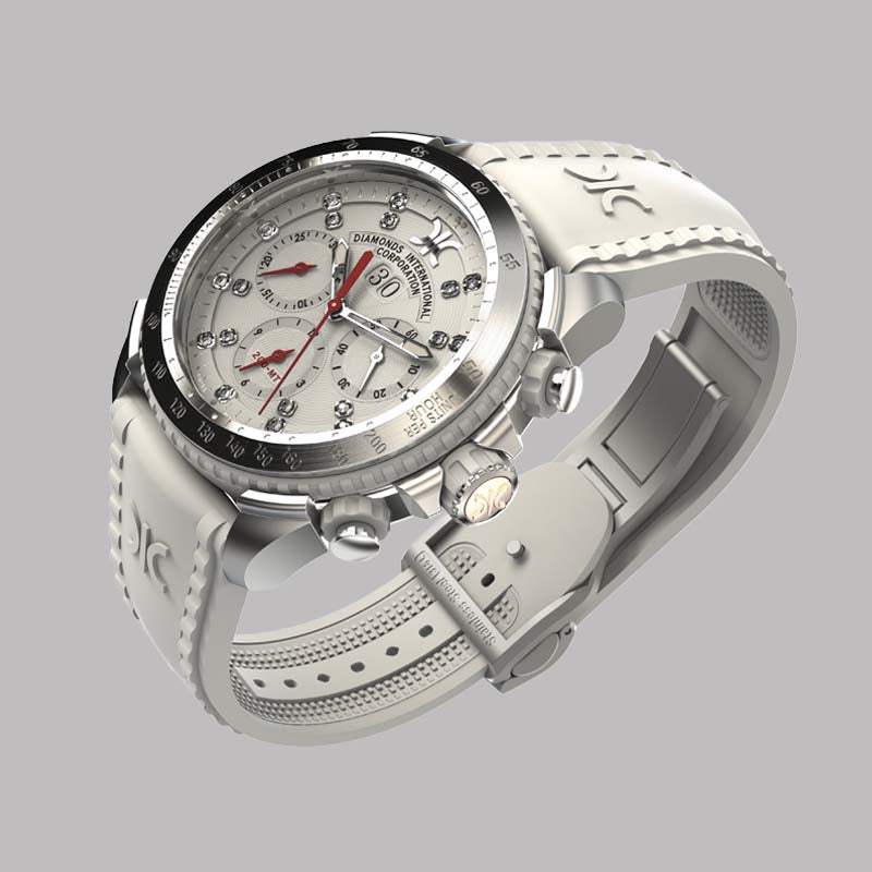 Diamond watch 9288-AI-AG-Rubber Sports automatic watch with chronograph and 19 brilliants