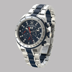 Diamond watch 9288-AB-BU-Steel + Rubber Sports automatic watch with chronograph and 19 brilliants