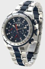 Diamond watch 9288-AB-BU-Steel + Rubber Sports automatic watch with chronograph and 19 brilliants