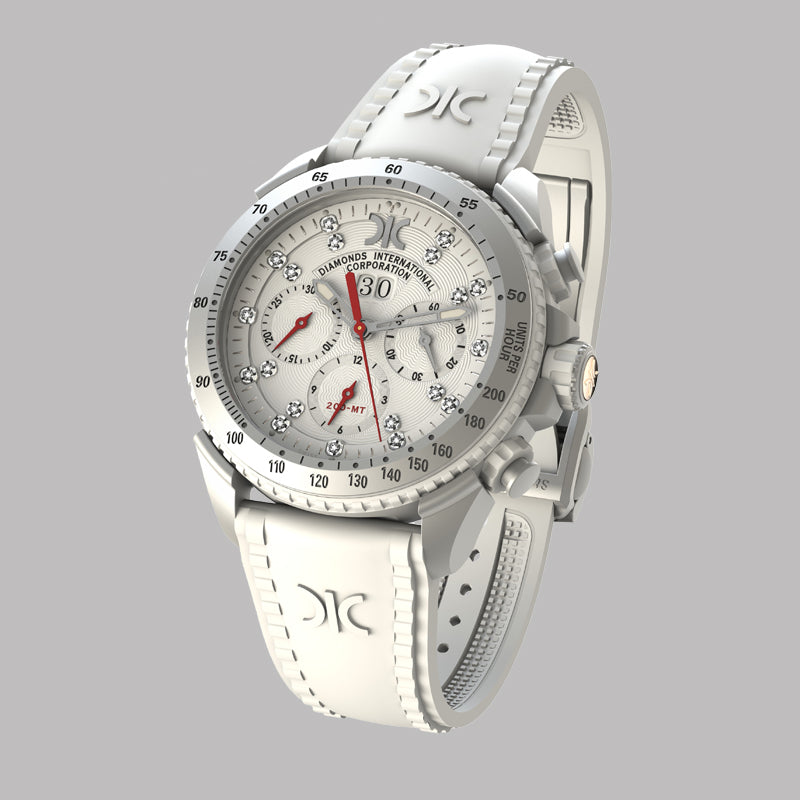 Diamond watch 9288-AI-AG-Rubber Sports automatic watch with chronograph and 19 brilliants