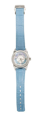 Watch A9267-D-AK-Blue-Leather Womens watch with movement Quartz Eta with 62 briliants