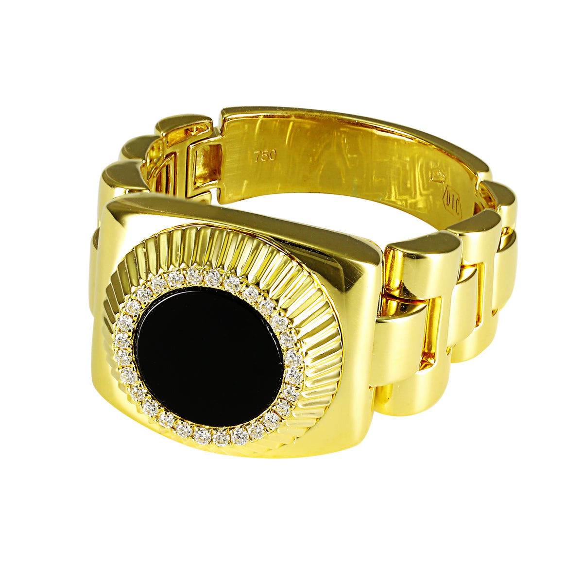 Ring R-44497-YG Diamond ring made of yellow gold with Natural Onyx