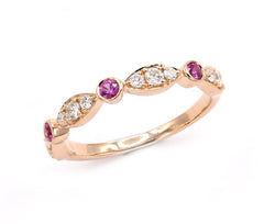 Ring R-38768-PG Diamond ring made of pink gold with Rubies