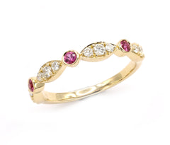 Ring R-38709-YG Diamond ring made of yellow gold with Rubies