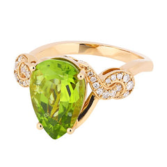 Ring R-34574-PG Diamond ring made of pink gold with Peridot