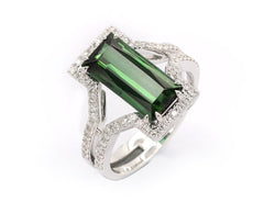 Ring R-37951-WG Diamond ring made of white gold with Green Tourmaline