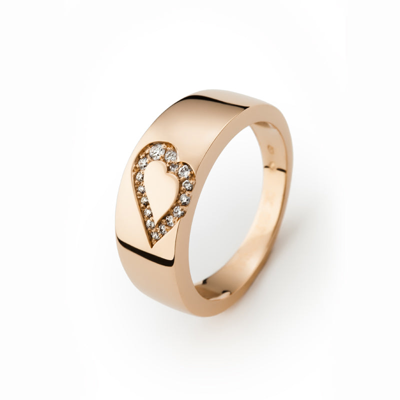 Ring Romeo Pink Diamond ring made of pink gold with diamonds in shape of heart