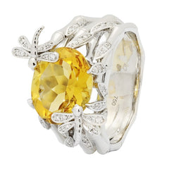 Ring R-36535-WG Diamond ring made of white gold with Citrine