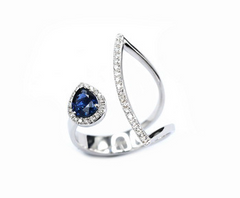 Ring R-35317-WG Diamond ring made of white gold with Blue Sapphire