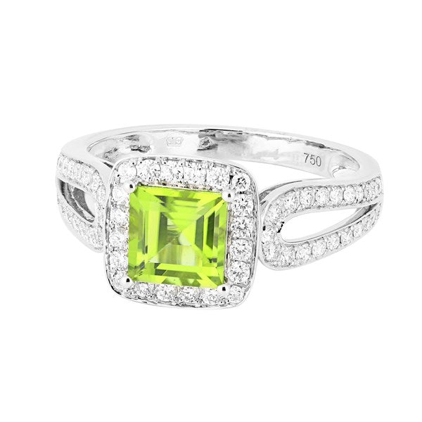 Ring R-37083-WG Diamond ring made of white gold with Peridot