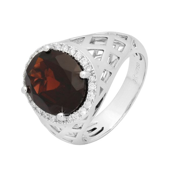 Ring R-35392-WG Diamond ring made of white gold with Garnet