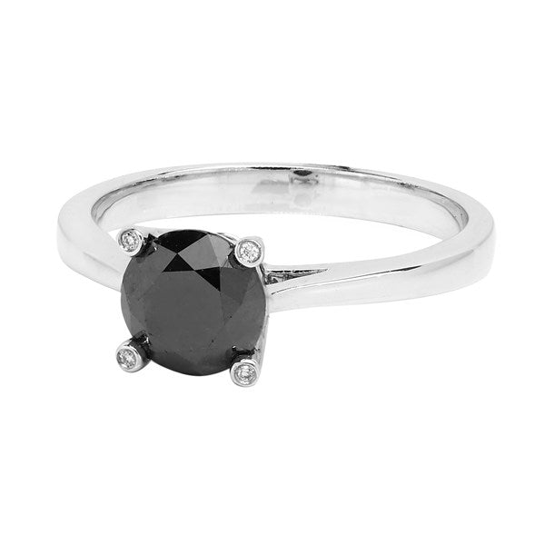 Ring R-38032-WG Diamond ring made of white gold with Black Diamond