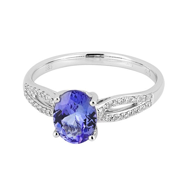 Ring Joyce Diamond ring made of white gold with Tanzanite