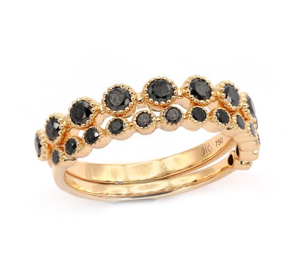 Ring R-38785-PG Ring made of pink gold with Black Diamods