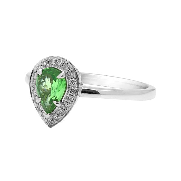 Ring R-33334-WG Diamond ring made of white gold with Tsavorite