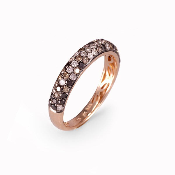 Ring Nightfall Diamond ring made of pink gold with brown, black and white diamonds