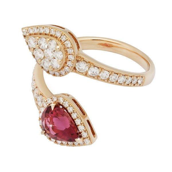 Ring R-35444-PG Diamond ring made of pink gold with Tourmaline