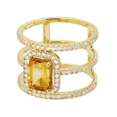 Ring R-36679-YG Diamond ring made of yellow gold with Citrine