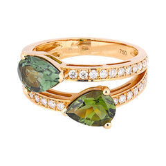 Ring R-35114-PG Diamond ring made of pink gold with Peridots