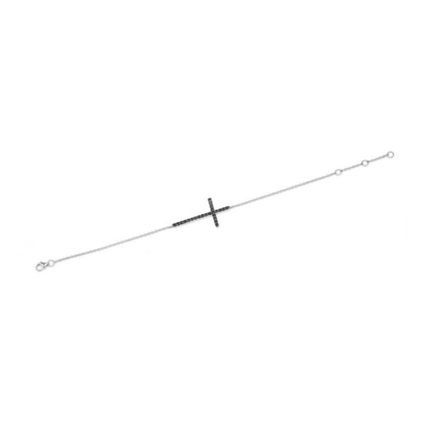 Náramek B-9476-WG - Náramek z bílého zlata s černými diamanty